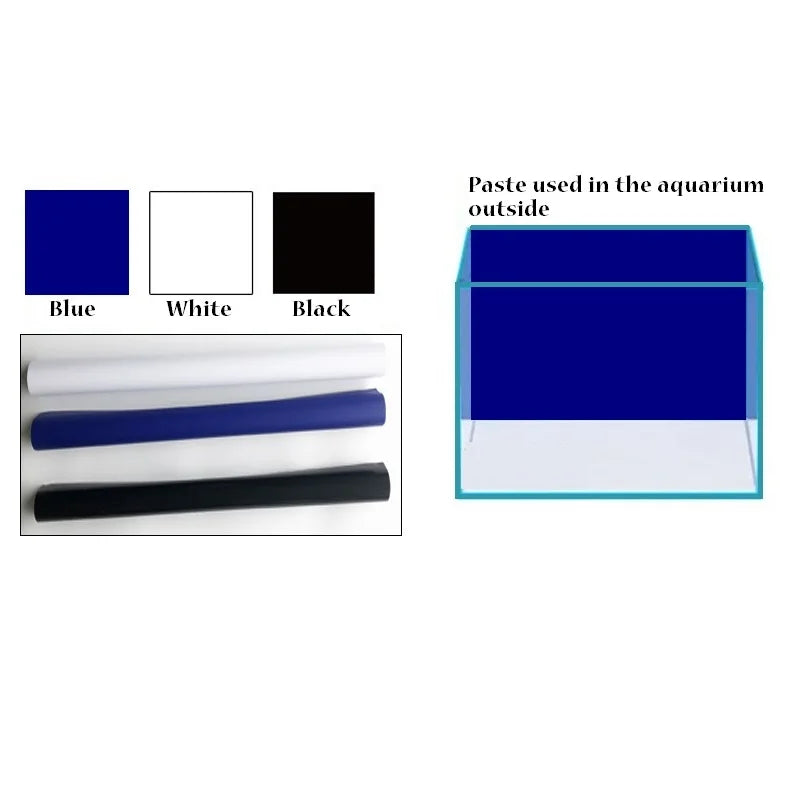 Aquarium Background Glass Sticker, Ocean Landscape Poster, Fish Tank Films, Black, White, Blue, 3 Colors, 50cm x 100cm
