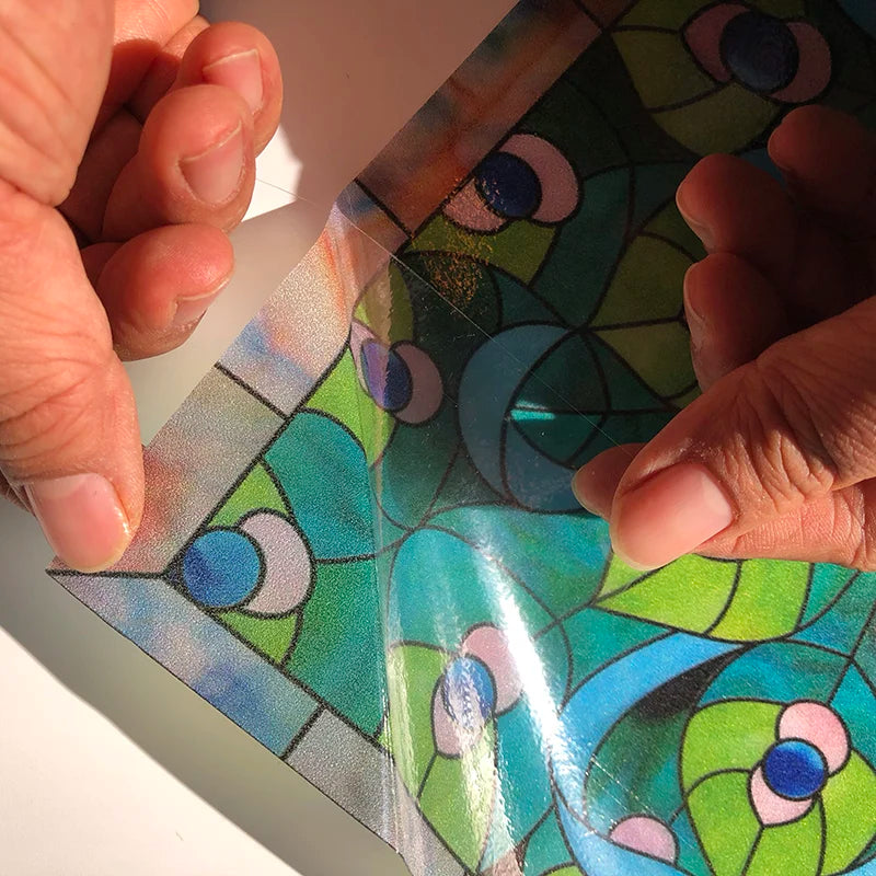 Custom Size Window Glass Films, Peacock Self Adhesive Static Cling, Home Decorative Frosted Privacy Stained, Retro Church Glass