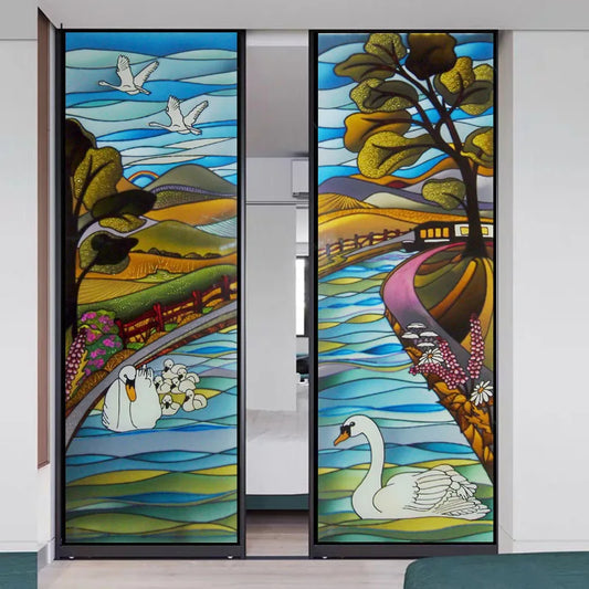 Custom size Window Film Poster Static Cling Frosted Stained Glass Sticker For Bathroom Sliding Door Kitchen Cupboard Home Decor