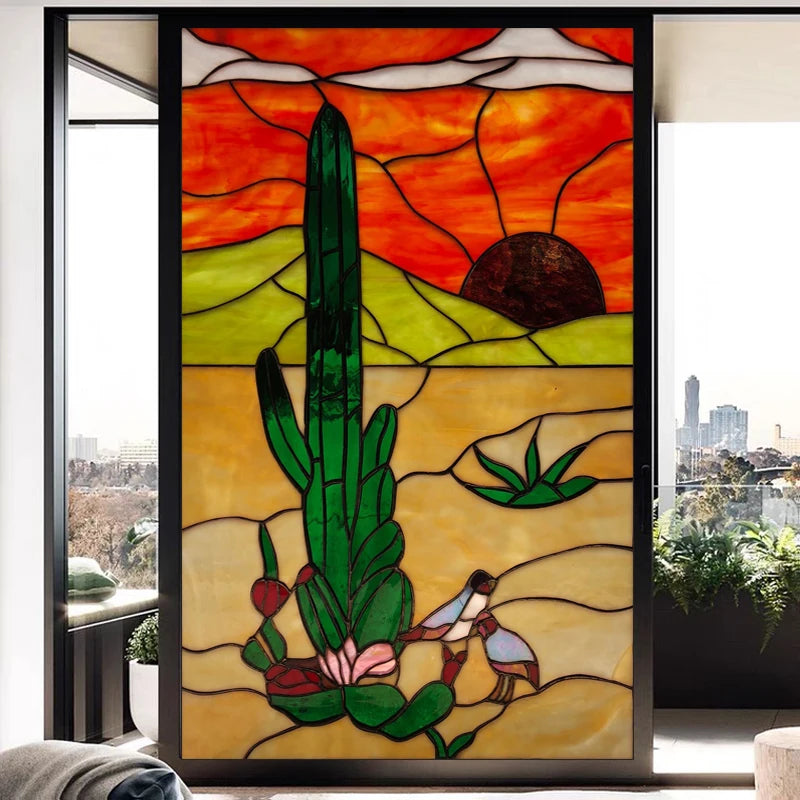 Window Film Frosted Stained Glass Films,Customized Static Cling Church Crosses Picture,Privacy Sticker for Office Home Decor