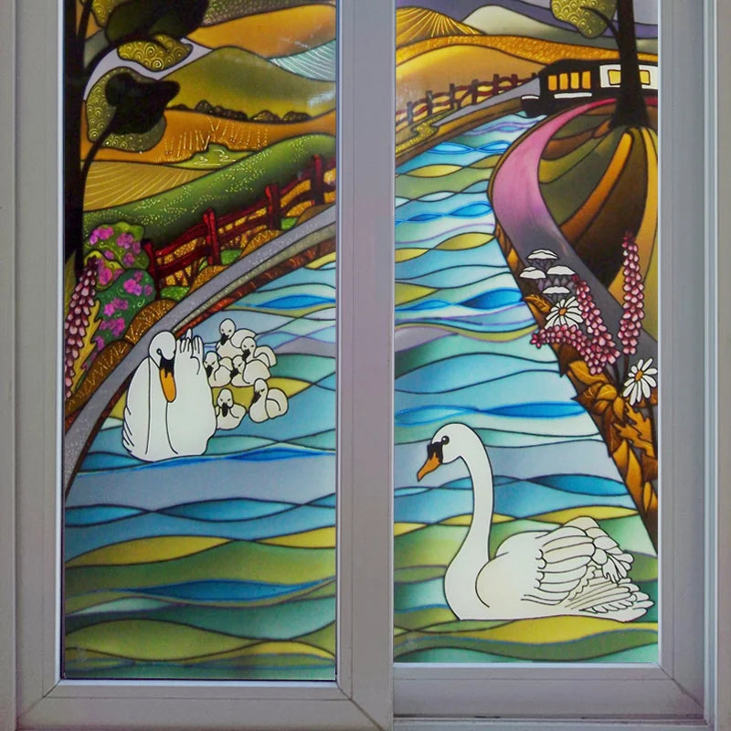 Custom size Window Film Poster Static Cling Frosted Stained Glass Sticker For Bathroom Sliding Door Kitchen Cupboard Home Decor