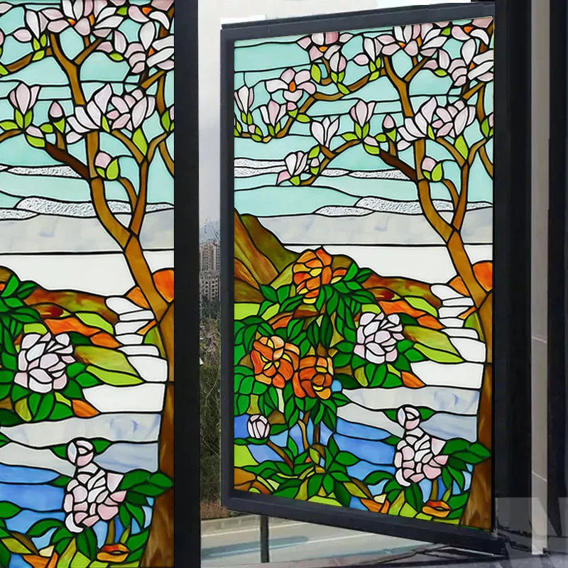 Window Film Stained Glass Films Frosted Static Cling Light-transparent Opaque Privacy Glass Sticker Kitchen Bathroom Home Decor