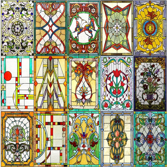 Window Film Frosted Stained Glass Films Customized Victorian-style Static Cling Sticker Kitchen Bathroom Substitute for Curtains
