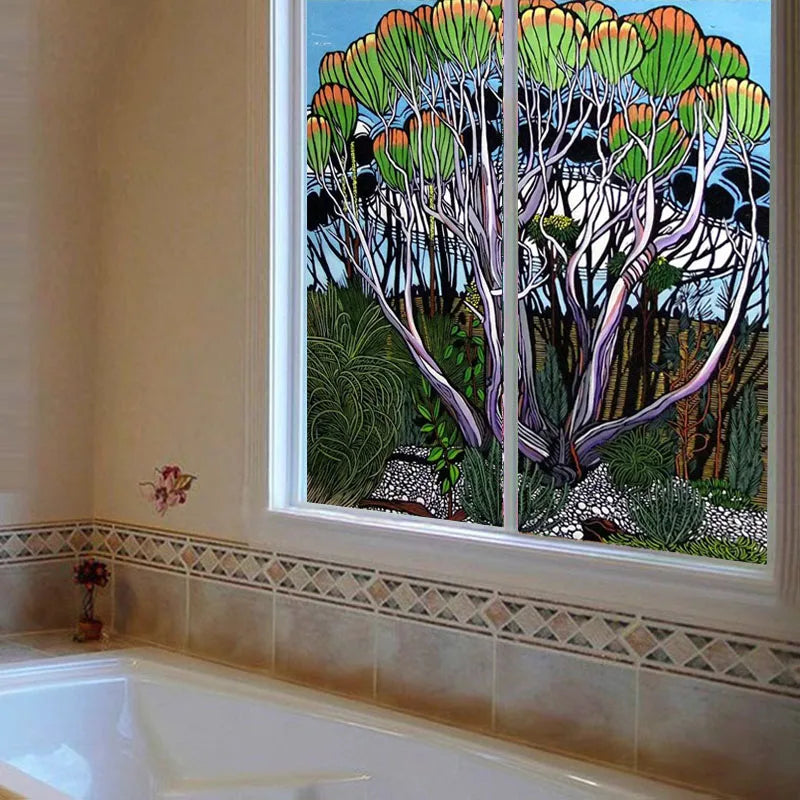 Custom size Window Film Stained Glass Films Frosted Privacy Static Cling Door Stickers Kitchen Bathroom Skylight Decor