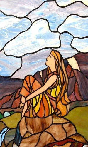 Custom Size Stained Glass Window Film, Static Cling Mermaid /Angel/Jesus Picture For Kitchen Bathroom Bedroom Glass Home Decor