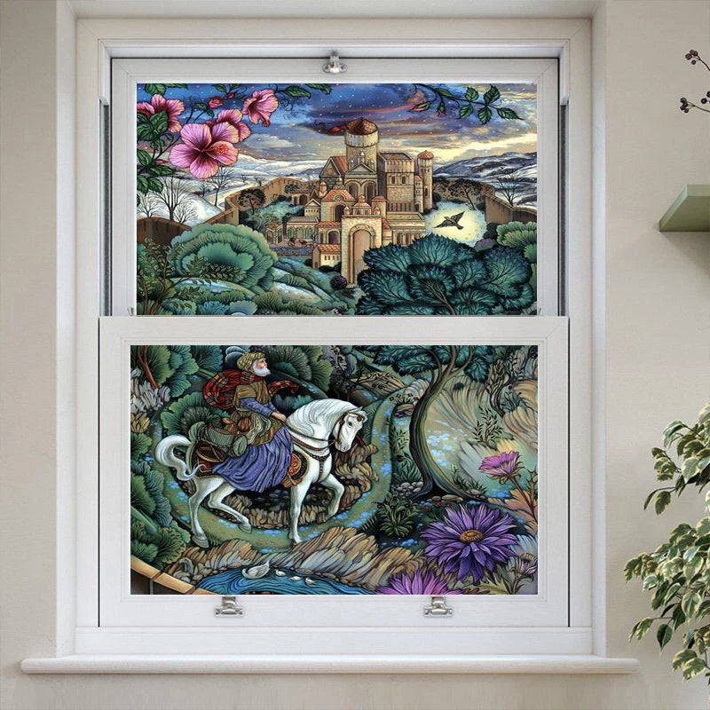 Frosted Stained Glass Window Film, Custom Size, Static Cling, People Girls Angel Sticker, Room, Kitchen, Office, Home Decor