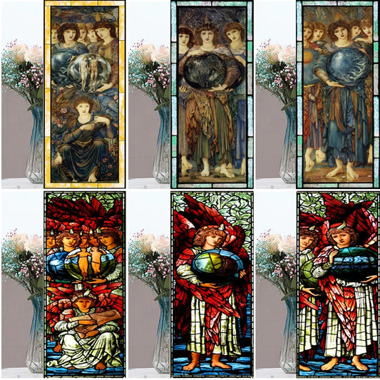 Customized Window Film Frosted Stained Glass Films Door Sticker,Creation of night and day,The First Day,for Office Home Decor