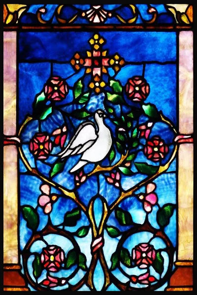 Frosted Stained Glass Window Film, Cross Dove Lily, Static Cling, Church, Home Decor, Bathroom, Kitchen, Door Sticker