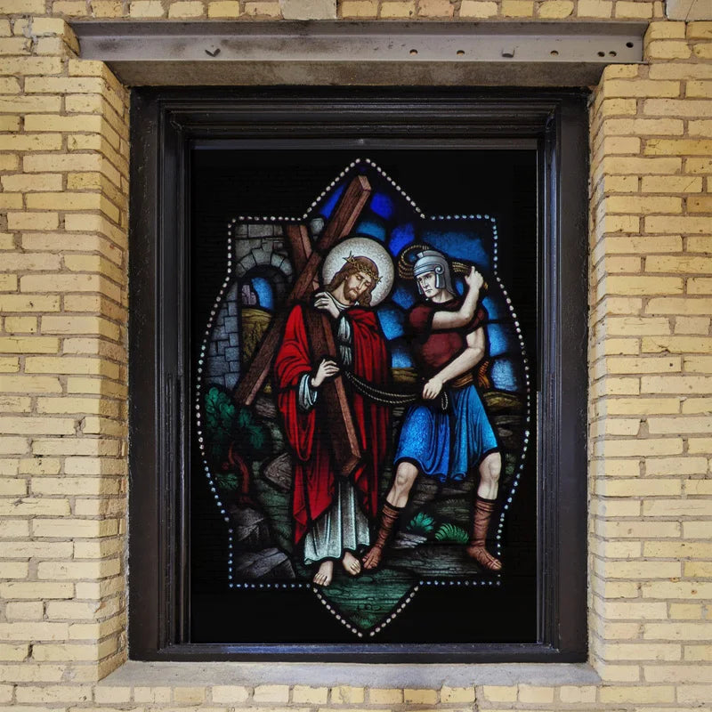 Custom Size Window Glass Films, Blackout, Opaque Static Cling Reusable Stickers, Mary Jesus'birth Church Door Glass, Home Decor