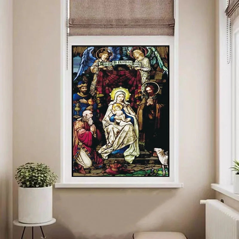 Stained Glass Window Films Decoration Sticker Film Frosted Vinyl For Privacy Window Film Church Jesus