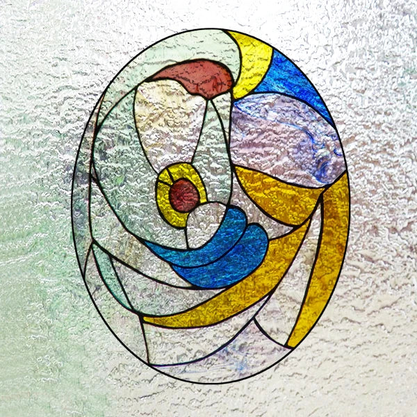 Custom 3D Frosted Stained Glass Window Film, Static Cling,Retro Church Jesus Birds Cat Home Decor Stickers Rose Window Treatment