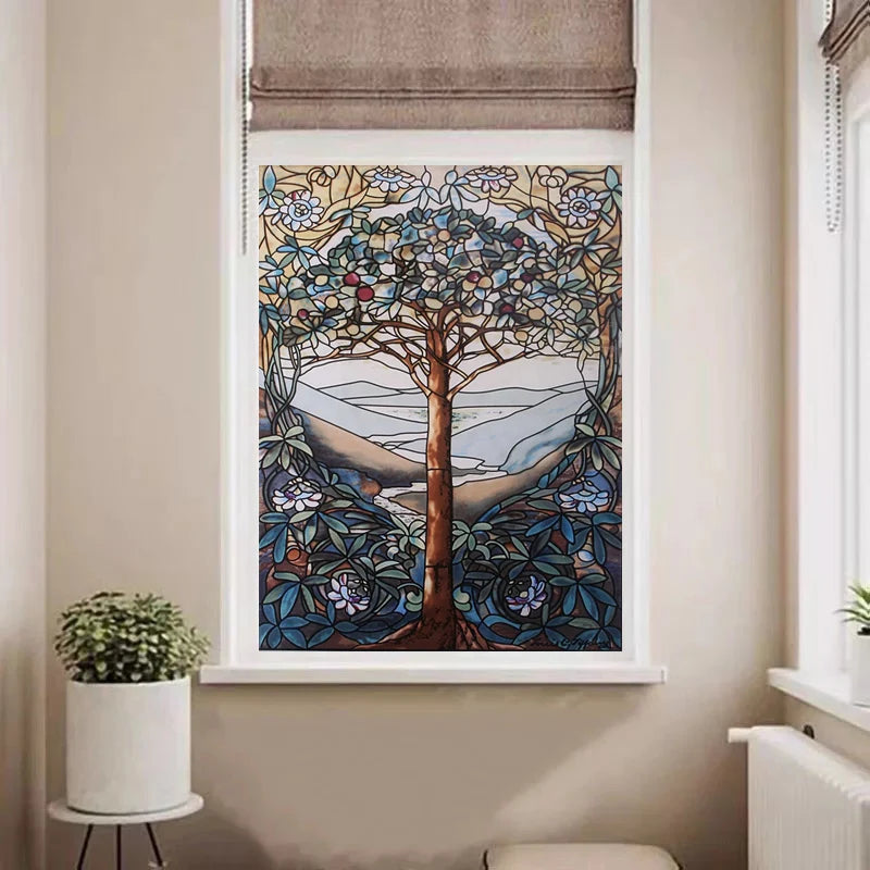 Window Film Stained Glass Films Frosted Static Cling Light-transparent Opaque Privacy Glass Sticker Kitchen Bathroom Home Decor