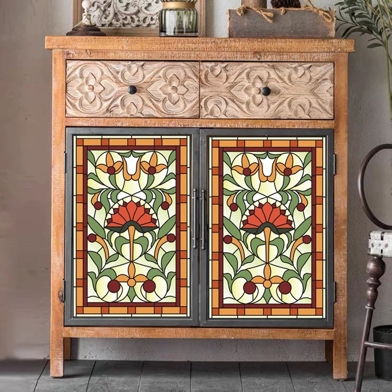 Customized Size Stained Glass Film Window Films Static Cling Frosted Church Sticker Bathroom Kitchen Cupboard Door Home Decor