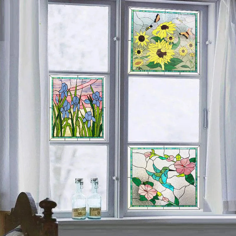 Window Film Frosted Stained Glass Films European Static Cling Privacy Films Door Sticker Kitchen Office Home Decor Customized