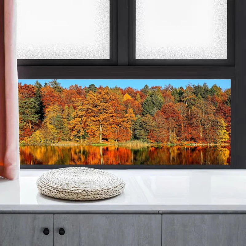 Forest Pattern Glass Films Window Sticker Static Cling Frosted Home Decor Private Tint-Film For Door Window Cabinet Wardrobe