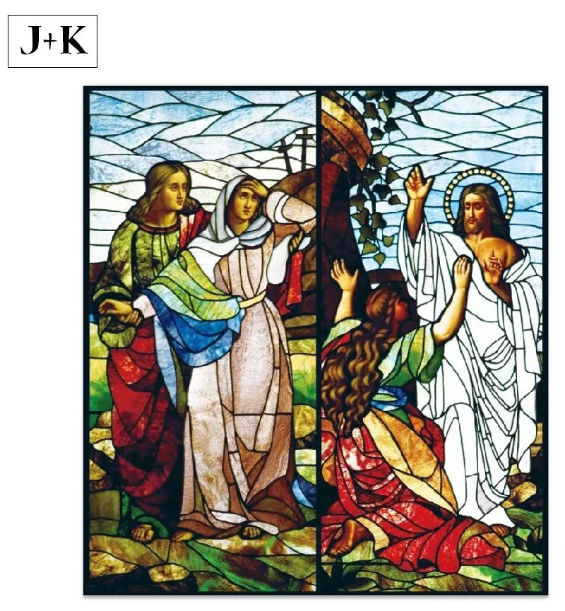 Custom Size Window Glass Films Self-Adhesive Frosted Stained Glass European Church Jesus Christ Virgin Last Supper Sticker Foil