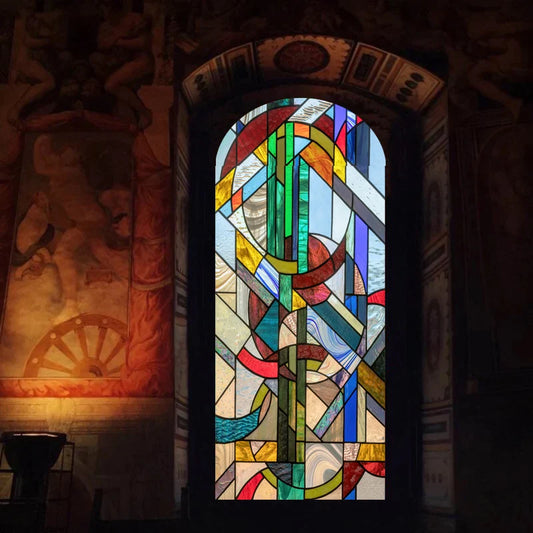Window Films Stained Glass Films Static Cling Frosted Opaque Church Home Decor Door Sticker Window Treatment Privacy Custom Size