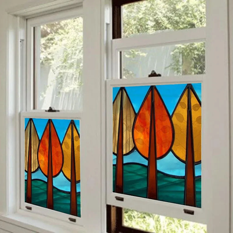 Custom size Window Film Stained Glass Films Frosted Privacy Static Cling Door Stickers Kitchen Bathroom Skylight Decor