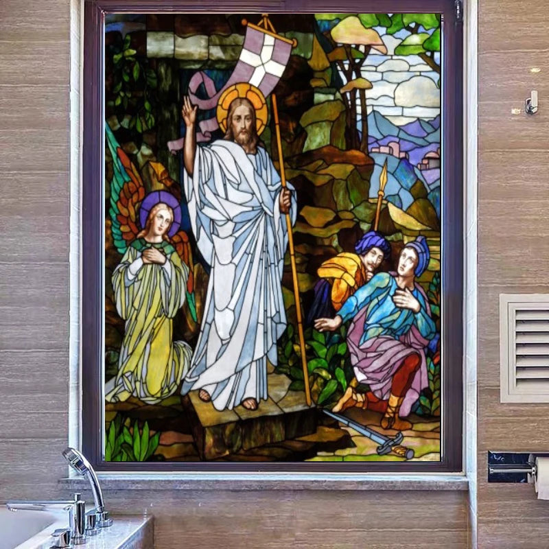 Custom Size Christian Pictures, Window Film, Door Sticker, Wall Stickers, Glass Decor, Church Jesus Self-adhesive Stained Opaque