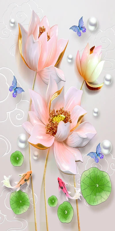 Stained Glass Door Stickers, Opaque Self-Adhesive, Lotus Poster for Kitchen, Bedroom, Bathroom, Customized Size