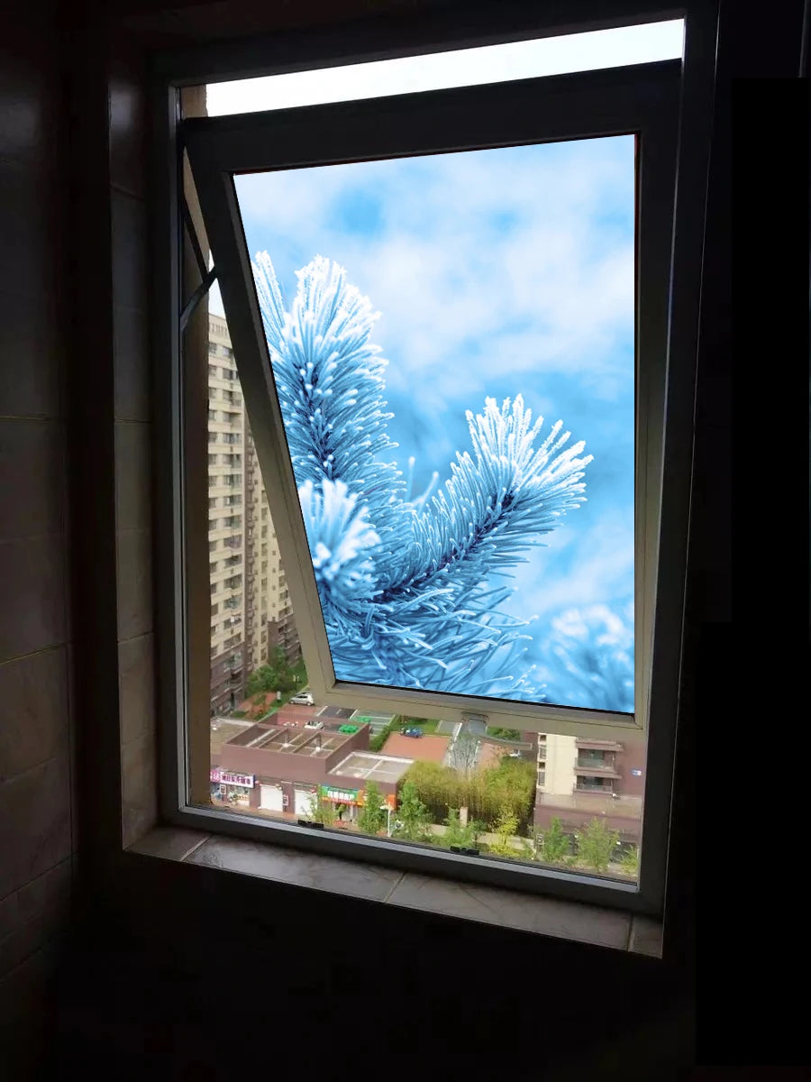 Custom Size Frosted Window Film Privacy Sticker Window Stickers Stained Glass Opaque Static Cling Snow in Winter-Cool in Summer