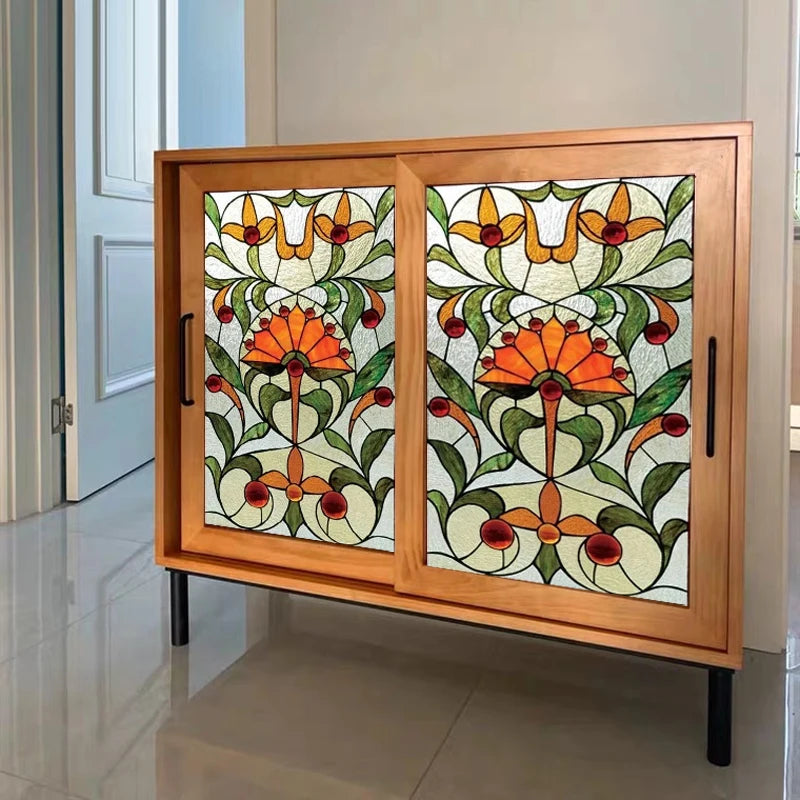 Custom Size Stained Glass Window Film, Frosted Privacy Film, Static Cling, Removable Sticker, Kitchen, Bathroom, Home Decor