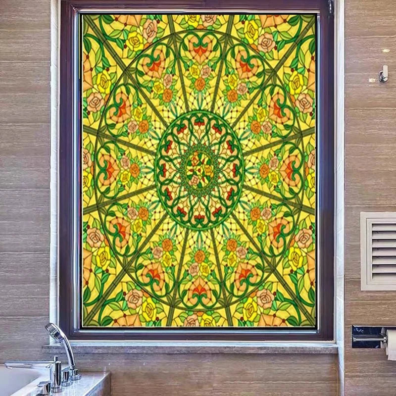 custom size window film electrostatic/self-adhesive frosted stained glass window films church home foil door stickers