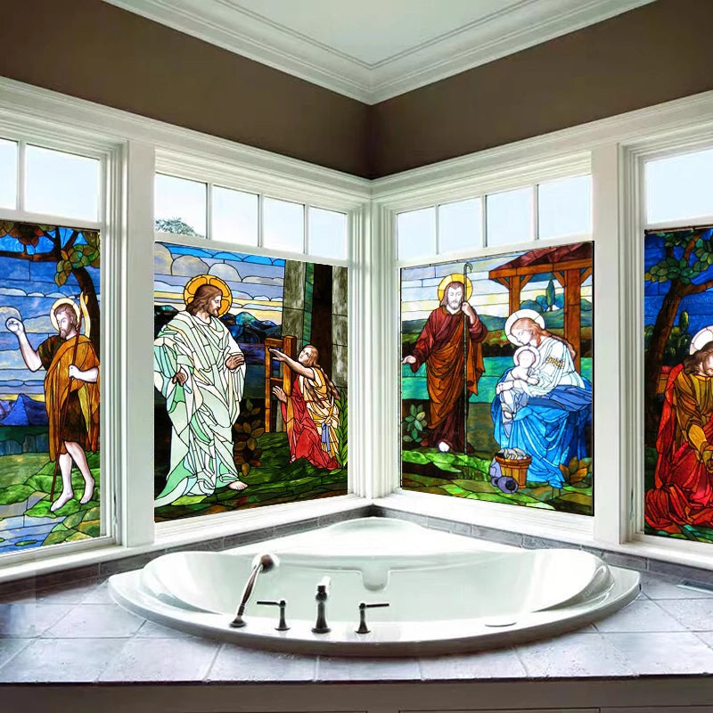 Jesus/Christ God/Virgin Mary Custom Size Window Film Glass Films Self-Adhesive Frosted Stained Stickers