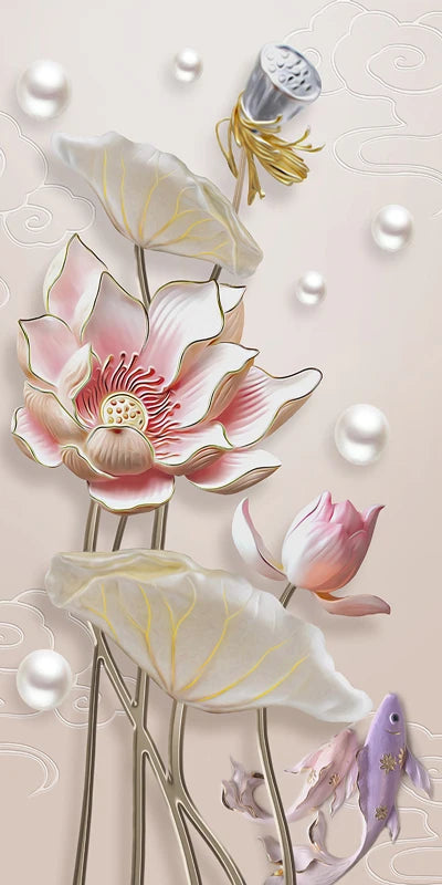 Stained Glass Door Stickers, Opaque Self-Adhesive, Lotus Poster for Kitchen, Bedroom, Bathroom, Customized Size