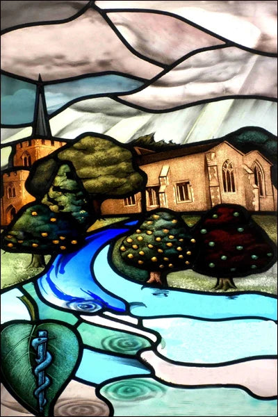 Custom Size Stained Glass Window Film Decorative Frosted Privacy Sticker Non Adhesive Static Cling Removable Retro Village Life