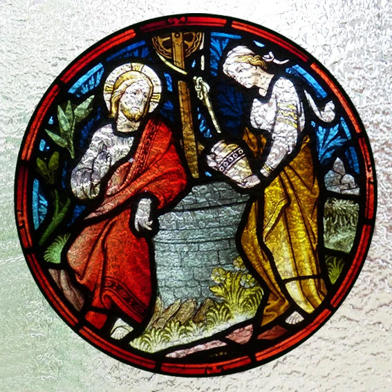 Custom 3D Frosted Stained Glass Window Film, Static Cling,Retro Church Jesus Birds Cat Home Decor Stickers Rose Window Treatment