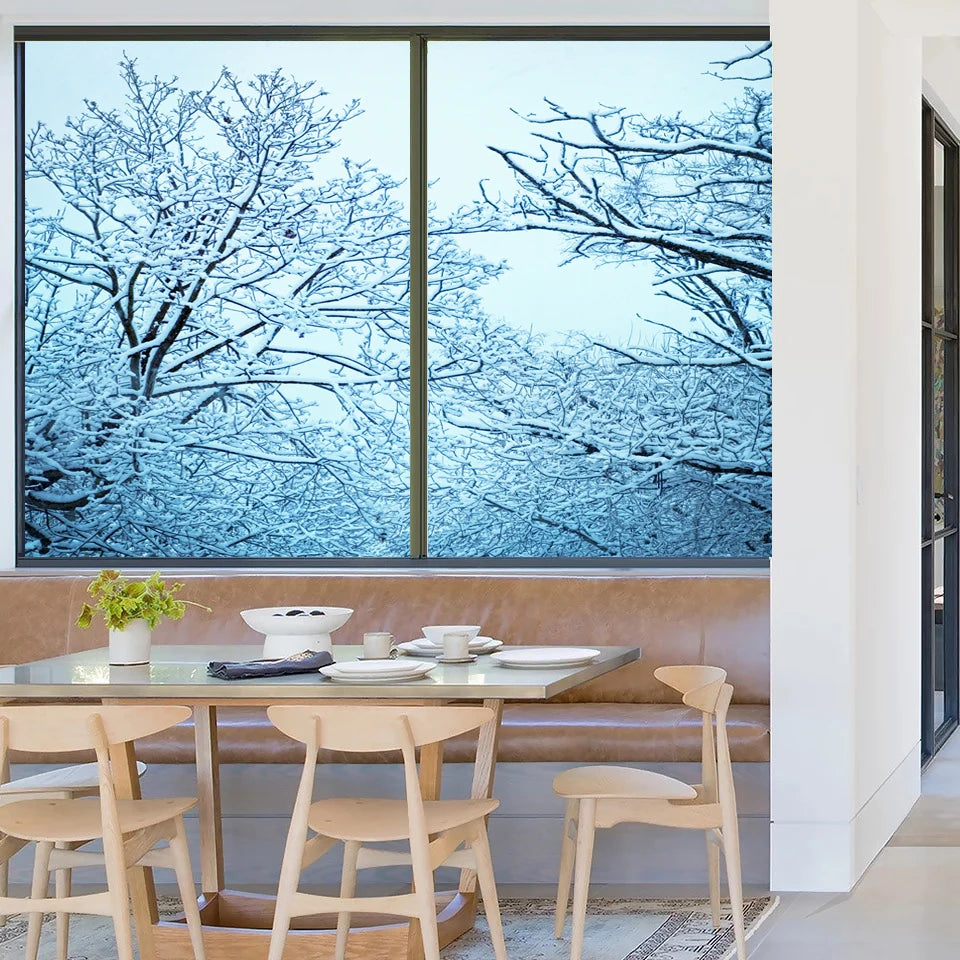 Custom Size Frosted Window Film Privacy Sticker Window Stickers Stained Glass Opaque Static Cling Snow in Winter-Cool in Summer