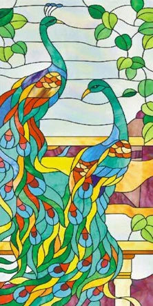 Customized Size No Glue Static Cling Frosted Stained Glass Film Window Films Sticker for Bathroom Door Home Decor Church Peacock