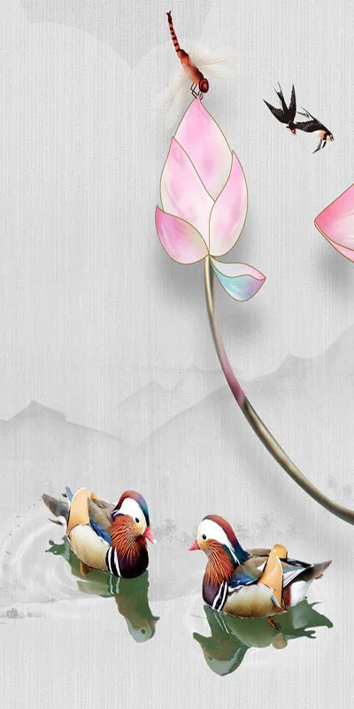 Stained Glass Door Stickers, Opaque Self-Adhesive, Lotus Poster for Kitchen, Bedroom, Bathroom, Customized Size