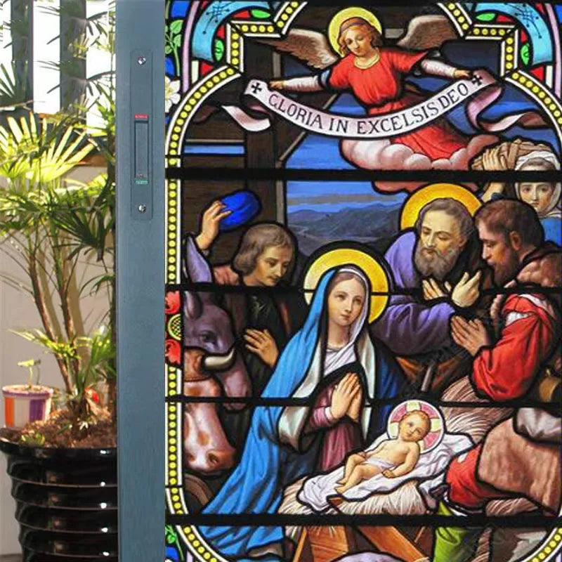 Custom Size Window Film, Stained Glass Films, Jesus Virgin Mary, Frosted Foil Door Stickers ，Church Poster, Home Decor
