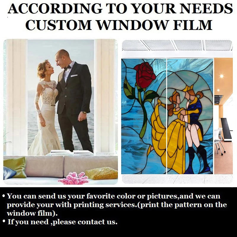 Window Film Frosted Stained Glass Films European Static Cling Privacy Films Door Sticker Kitchen Office Home Decor Customized