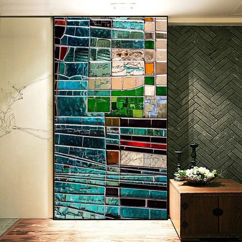 Custom Size Window Films Stained Glass Films Electrostatic Cling Frosted Opaque Church Home Foil Door Stickers Window Treatment