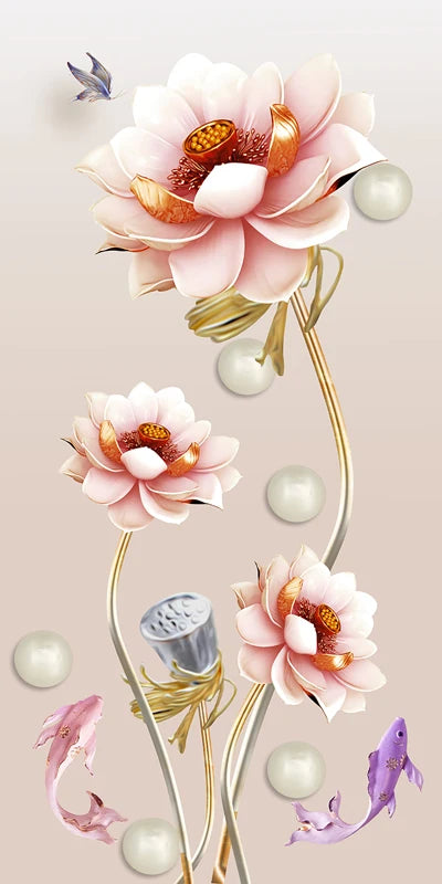 Stained Glass Door Stickers, Opaque Self-Adhesive, Lotus Poster for Kitchen, Bedroom, Bathroom, Customized Size