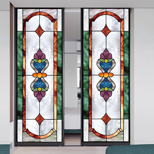 European Church Art Glass Film Stained Window Opaque Sticker Self Adhesive/Static Cling Decor Privacy do custom size B1014