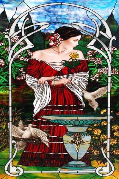 Custom Size Stained Glass Window Film, Church Sticker, Girl Painting, Kitchen, Bathroom, Bedroom, Sliding Door, Home Decor