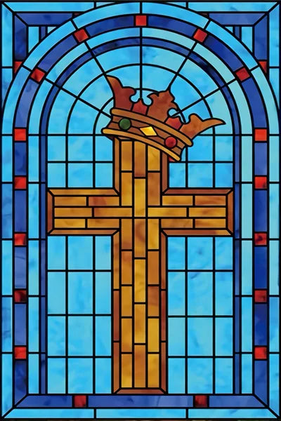 Frosted Stained Glass Window Film, Cross Dove Lily, Static Cling, Church, Home Decor, Bathroom, Kitchen, Door Sticker