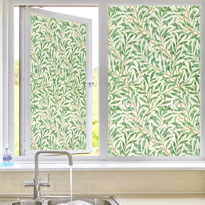 Custom Size Stained Glass Window Film Electrostatic Privacy Protection Reusable Removable Home-Decor Window Covering Leave Fruit