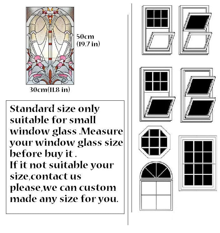 European Church Frosted Glass Film Stained Window Opaque Sticker Self Adhesive/Static Cling Privacy Films Custom Size Home Decor