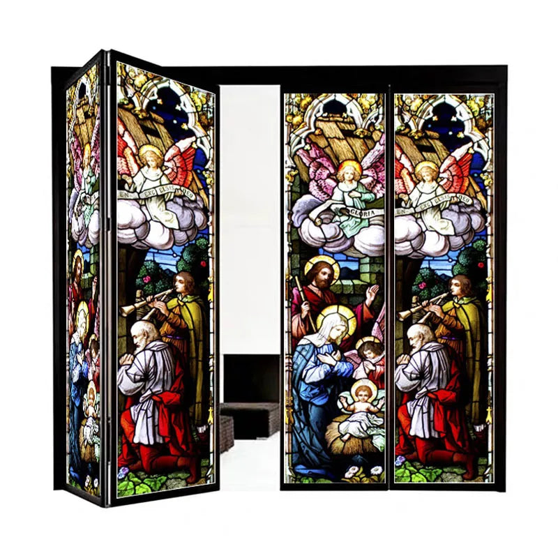 Custom Size Stained Glass Window Film, Jesus Virgin Mary,Frosted Foil Stickers for Sliding Door, Frendch Windows,Church Poster