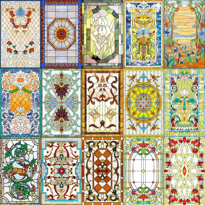Window Film Frosted Stained Glass Films,Customized Church Home Foil Door Stickers Satic Cling For Bathroom Kitchen Door Skylight