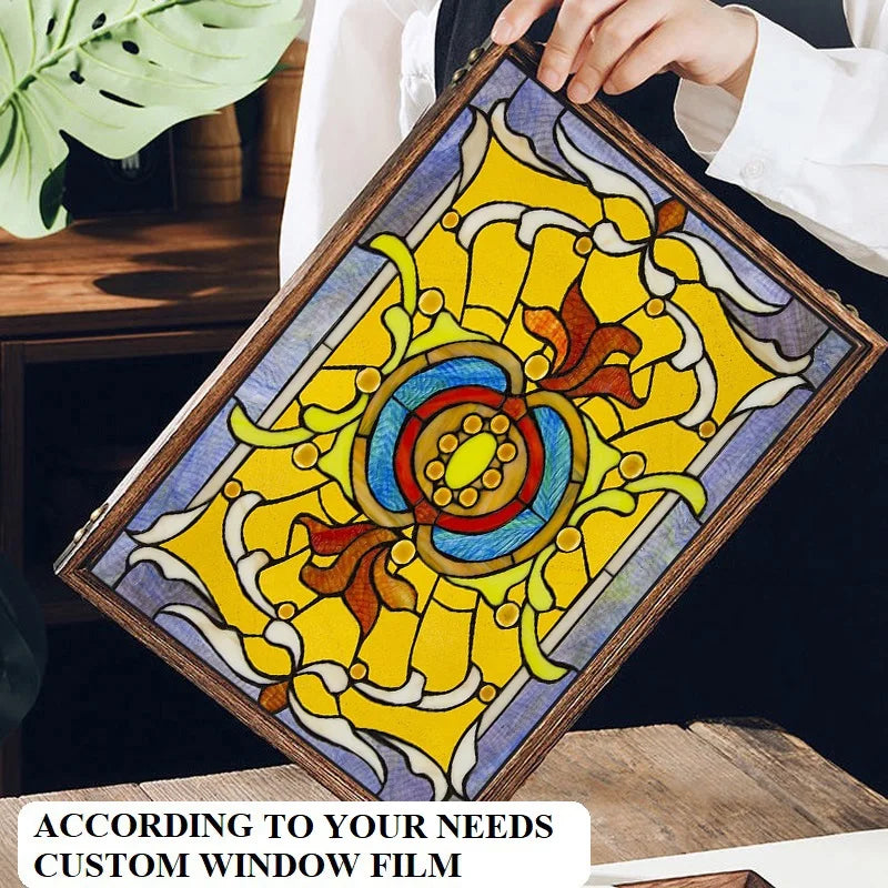 Window Film Frosted Stained Glass Films Customized Victorian-style Static Cling Sticker Kitchen Bathroom Substitute for Curtains