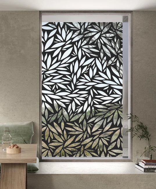 Stained Glass Window Film Transparent Glass Sticker Static Cling Iron Style Black Line Office Door Anticollision Home Decor