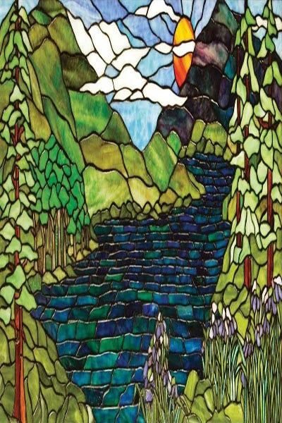 Custom Size Stained Glass Films,Frosted Privacy, Static Cling Poster, Retro Tree Scenic Color Printing Window Film Door Stickers