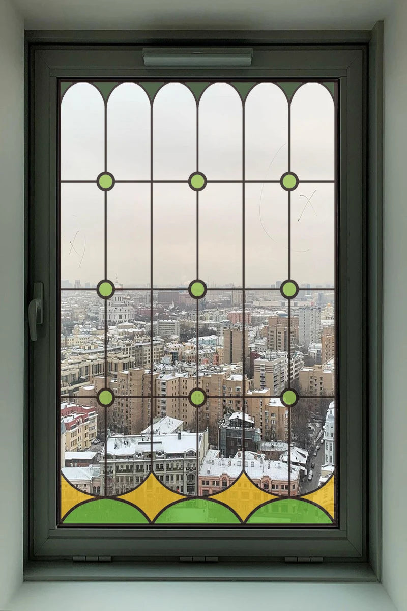 2 Double Sided Stained Glass Film Door Sticker,Decals Window Film,Alert Birds,Dogs,Kids,Guests.Warn Protect Safety Static Cling