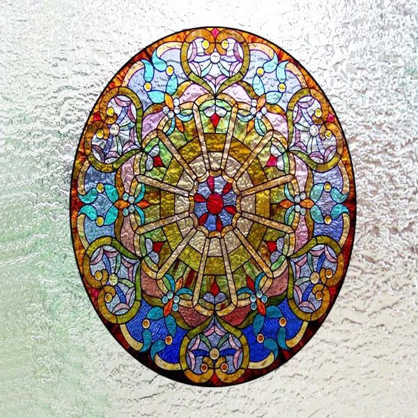 Custom 3D Frosted Stained Glass Window Film, Static Cling,Retro Church Jesus Birds Cat Home Decor Stickers Rose Window Treatment